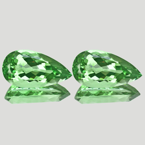 25x13 mm 2pcs Pear Brilliant Cut AAA Fire AAA Green Amethyst Natural {Flawless-VVS1}