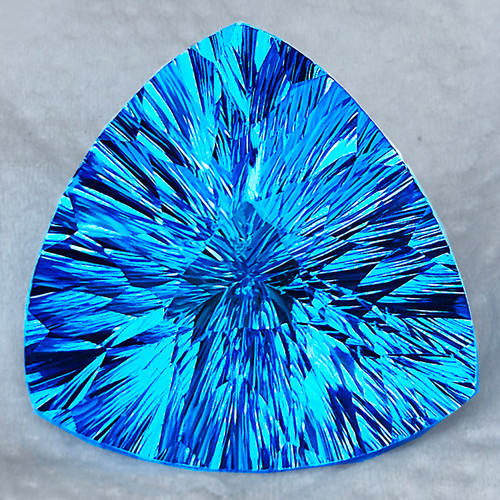 26.00 mm { 63.48 cts } Trilliant Concave Cut Extreme Brilliancy Intense Swiss Blue Topaz Natural {Flawless-VVS}--AAA Grade