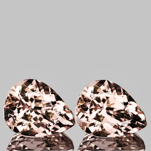 8x6 mm 2 pcs Pear Brilliant Cut Extreme Brilliancy Natural AAA Peach Morganite { Flawless-VVS }--AAA Grade