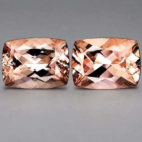 8x6 mm 2 pcs Cushion Brilliant Cut Extreme Brilliancy AAA Peach Morganite Natural { Flawless-VVS }--AAA Grade