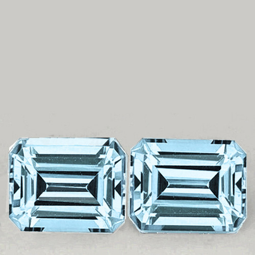 8.5x6.5 mm 2 pcs {  3.18 cts } Octagon Emerald Cut Best AAA Neon Natural Santa Maria Blue Aquamarine {Flawless-VVS}--AAA Grade
