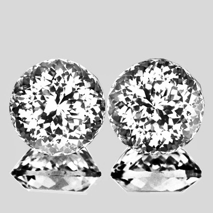 5.00 mm 2pcs Round Machine Brilliant Cut Extreme Brilliancy Natural Colorless Goshenite (White Beryl ) {Flawless-VVS}