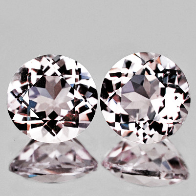 5.20 mm 2 pcs Round Machine Brilliant Cut Extreme Brilliancy Natural Light Pink Morganite { Flawless-VVS }