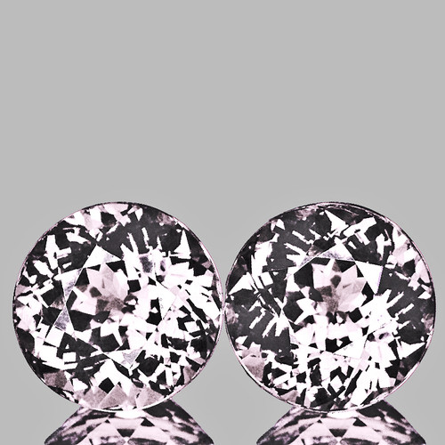 5.50 mm 2 pcs Round Machine Brilliant Cut Extreme Brilliancy Natural Light Pink Morganite { Flawless-VVS }