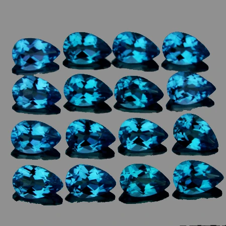 3x2 mm 40  pcs Pear Brilliant Cut AAA Fire AAA London Blue Topaz Natural {Flawless-VVS1}