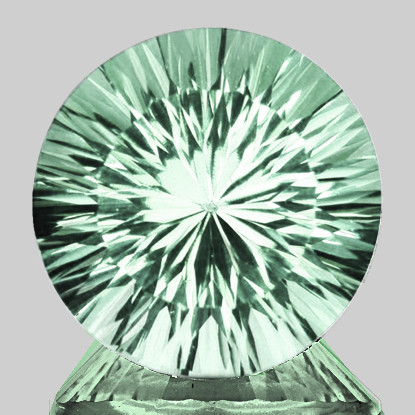 15.00 mm { 10.23 cts } Round Concave Cut Extreme Brilliancy Natural Green Amethyst {Flawless-VVS1}