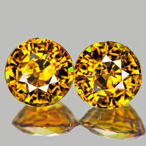 5.50 mm 2pcs Round Machine Cut Extreme Brilliancy Premium Imperial Golden Zircon Natural {Flawless-VVS1}--AAA Grade
