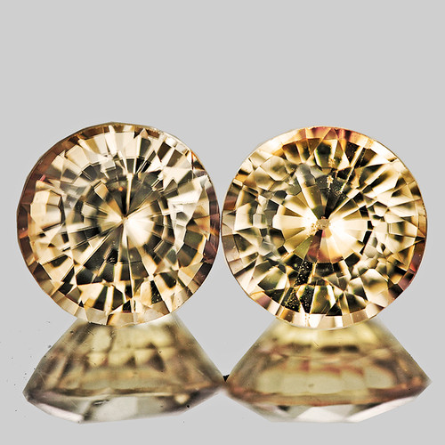 5.50 mm 2 pcs Round Machine Cut Extreme Brilliancy Natural Champagne Zircon {Flawless-VVS1}--AAA Grade