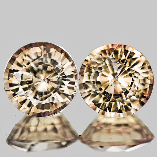 5.00 mm 2 pcs Round Machine Cut Extreme Brilliancy Natural Champagne Zircon {Flawless-VVS1}--AAA Grade