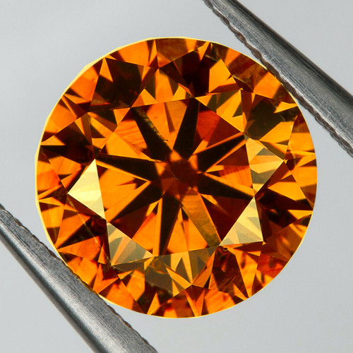 6.20 mm Round Brilliant Machine Cut Extreme Brilliancy AAA Peach Orange Zircon Natural  {Flawless-VVS1}--AAA Grade
