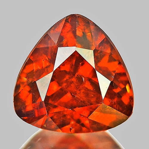 6.00 mm { 1.11 cts } Trillion Brilliant Cut Extreme Brilliancy Intense Deep Orange Sphalerite Natural {VVS}--AAA Grade
