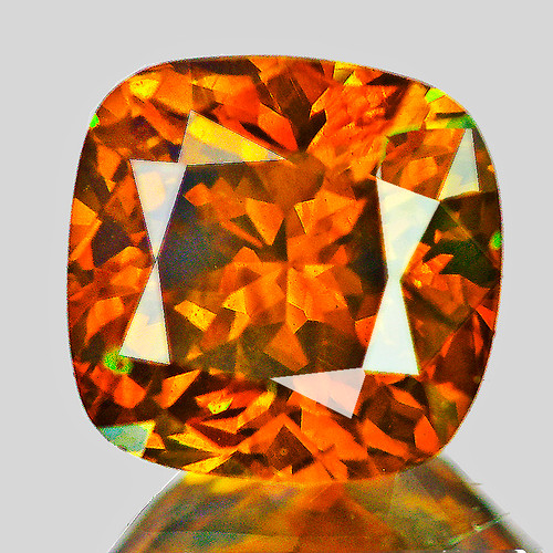 6.00 mm { 1.40 cts } Cushion Brilliant Cut Extreme Brilliancy Premium Orange Sphalerite Natural {Flawless-VVS}--Premium Grade