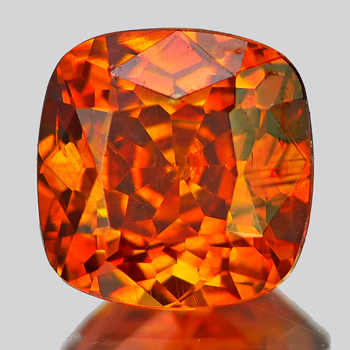 6.00 mm { 1.18 cts } Cushion Brilliant Cut Extreme Brilliancy Premium Orange Sphalerite Natural {Flawless-VVS}--Premium Grade