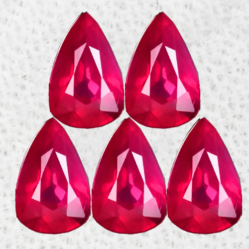 5x3 mm 5 pcs Pear AAA Fire Natural Pink Red Mogok Ruby {SI}