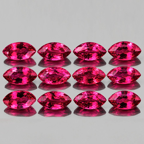 4x2 mm 12 pcs Marquise AAA Fire Intense Pink Red Burma Ruby Natural {Flawless-VVS}--AAA Grade