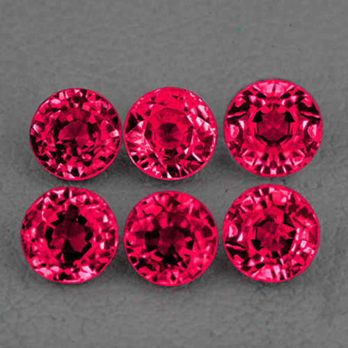 3.20 mm 6 pcs { 1.11 cts } Round AAA Fire Intense Red Mogok Ruby Natural {VVS}--AAA Grade