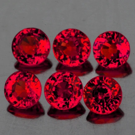 3.00 mm 6 pcs Round AAA Fire Intense Red Mogok Ruby Natural {VVS}--AAA Grade