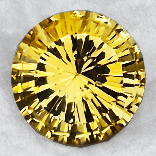 13.00 mm { 7.23 cts } Round Concave Cut Extreme Brilliancy AAA Golden Yellow Citrine Natural {Flawless-VVS1}--AAA Grade