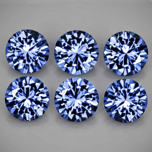 3.00 mm 6 pcs Round Machine Brilliant Cut Extreme Brilliancy Natural Blue Ceylon Sapphire {Flawless-VVS}--AAA Grade