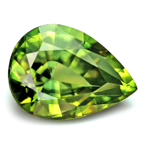 7x5 mm { 0.92 cts } Pear AAA Fire AAA Parti Green Australia Sapphire Natural {Flawless-VVS}--AAA Grade