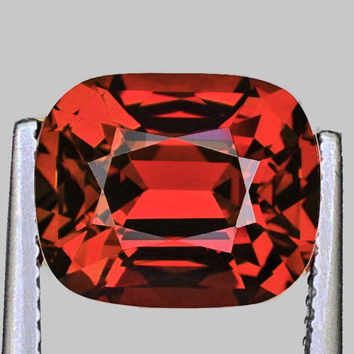9x7 mm { 2.61 cts } Cushion Machine Cut Extreme Brilliancy Natural Padparadscha Orange Rhodolite Garnet (Umbalite) {Flawless-VVS1}--AAA Grade