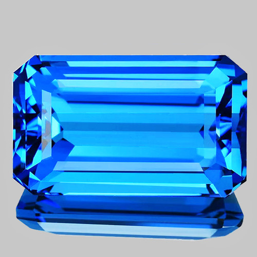 18.5x10.5 mm { 15.30 cts } Octagon Emerald Cut AAA Fire Intense Swiss Blue Topaz Natural {Flawless-VVS}--AAA Grade