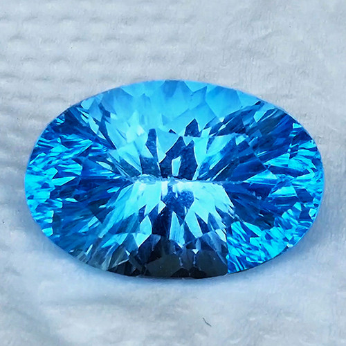 21x14 mm { 24.90 cts } Oval Concave Cut Extreme Brilliancy Natural Swiss Blue Topaz {Flawless-VVS}--AAA Grade