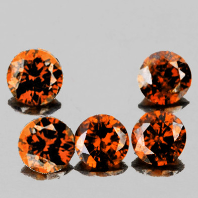 1.70 mm 5 pcs Round Brilliant Cut Natural Cognac Orange Diamond