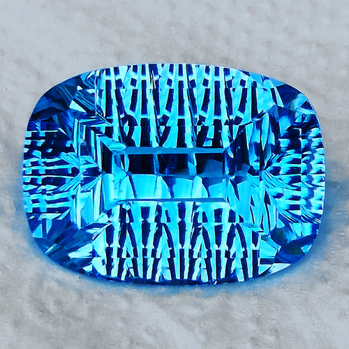 27x20 mm { 55.45 cts} Cushion Concave Cut Extreme Brilliancy Natural AAA Swiss Blue Topaz {Flawless-VVS}--AAA Grade