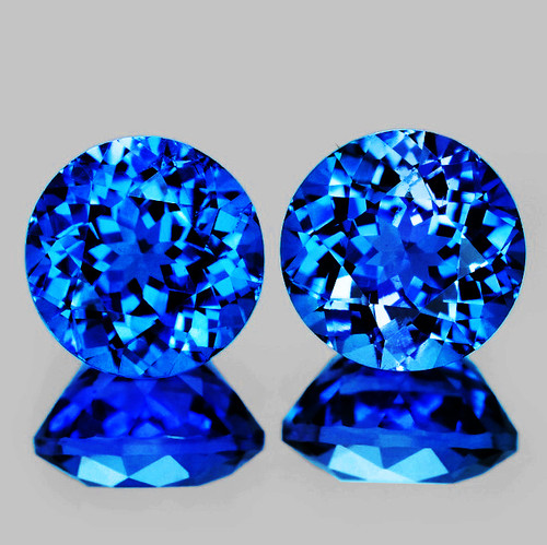 10.00 mm 2pcs Round Brilliant Cut Best AAA Fire Premium Swiss Blue Topaz Natural {Flawless-VVS1}--Premium Grade