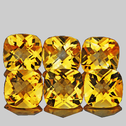 6.00 mm 6 pcs Cushion Checker AAA Fire Natural AAA Golden Yellow Citrine {Flawless-VVS1}