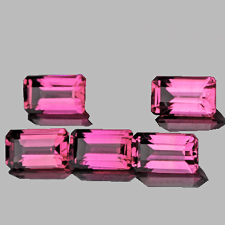 5x2.5mm 5 pcs Octagon Emerald Cut AAA Pink Tourmaline Natural {Flawless-VVS1}--AAA Grade