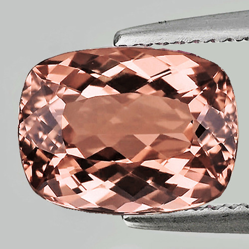 7x5 mm { 0.96 cts } Cushion Brilliant Cut Extreme Brilliancy Intense Peach Pink Tourmaline Natural {Flawless-VVS}
