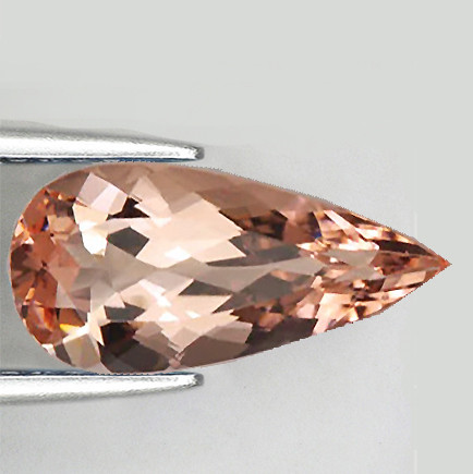 14.5x7 mm { 2.55 cts } Pear Brilliant Cut Extreme Brilliancy AAA Peach Pink Morganite Natural { Flawless-VVS }--AAA Grade