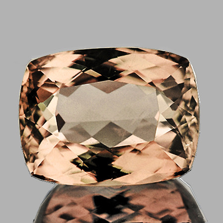 8x6 mm { 1.32 cts } Cushion Brilliant Cut Extreme Brilliancy Intense Peach Morganite Natural { Flawless-VVS }--AAA Grade