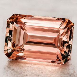 12x8 mm { 5.23 cts } Octagon Emerald Cut Excellent Luster Intense Peach Pink Morganite Natural { Flawless-VVS }--Premium Grade