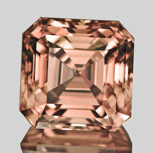 7.50 mm { 2.33 cts } Octagon Asscher Cut Extreme Brilliancy Natural AAA Peach Pink Morganite { Flawless-VVS }--AAA Grade