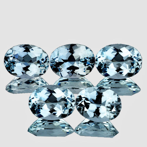 7x5 mm 5 pcs Oval Brilliant Cut AAA Fire Natural Top Blue Aquamarine {Flawless-VVS}