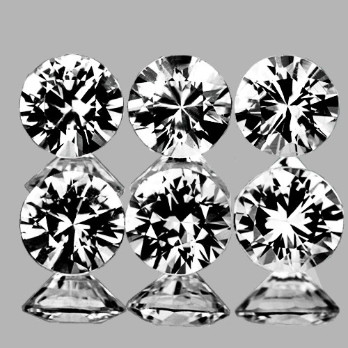 4.00 mm 6 pcs Round Machine Brilliant Cut Extreme Brilliancy Natural Colorless Goshenite (White Beryl ) {Flawless-VVS}