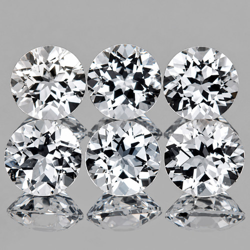 4.00 mm 6 pcs Round Machine Brilliant Cut Extreme Brilliancy Natural Colorless Goshenite (White Beryl ) {Flawless-VVS}