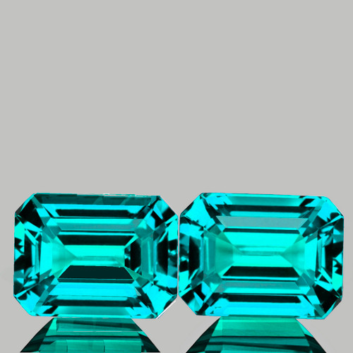 7x5 mm 2 pcs Octagon Emerald Cut Best AAA Fire Intense Paraiba Blue Apatite Natural {Flawless-VVS}--AAA Grade
