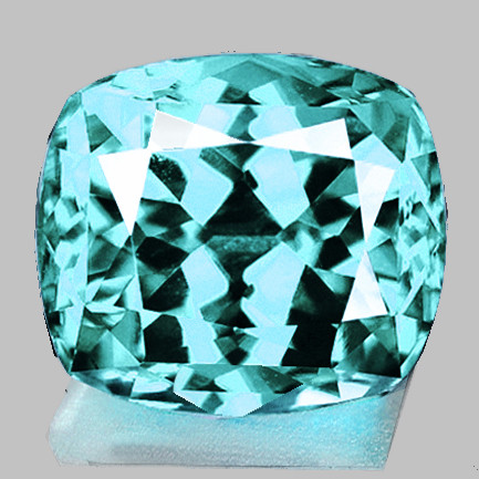 8x7 mm { 2.11 cts} Cushion Brilliant Cut Extreme Brilliancy Natural AAA Paraiba Blue Apatite {Flawless-VVS}--AAA Grade