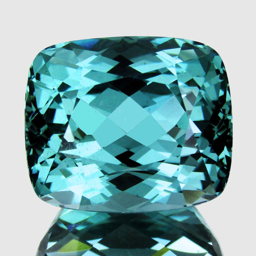 8.5x7.5 mm { 2.42 cts} Cushion Brilliant Cut Extreme Brilliancy Natural AAA Paraiba Blue Apatite {Flawless-VVS}--AAA Grade