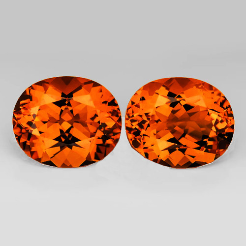 11x9 mm 2pcs Oval Brilliant Cut AAA Fire Intense Madeira Orange Citrine Natural {Flawless-VVS1}--AAA Grade