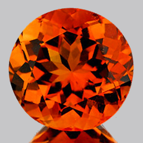 8.50 mm { 2.70 cts } Round Brilliant Cut AAA Fire Intense Madeira Orange Citrine Natural {Flawless-VVS1}--AAA Grade