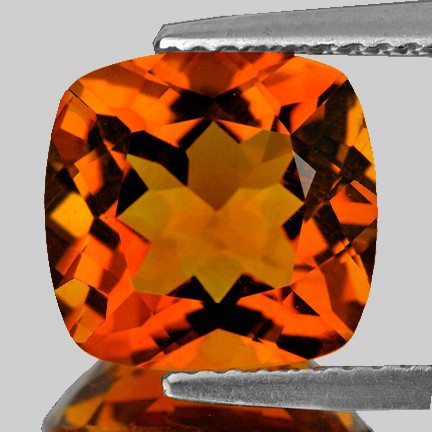 9.50 mm { 3.70 cts } Cushion Brilliant Cut AAA Fire Intense Madeira Orange Citrine Natural {Flawless-VVS1}--AAA Grade