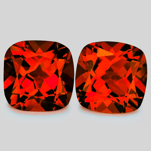 10.00 mm 2pcs Cushion Brilliant Cut AAA Fire Intense Madeira Orange Red Citrine Natural {Flawless-VVS1}--AAA Grade