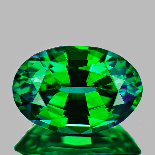 7x5 mm { 0.92 cts} Oval Extreme Brilliancy Intense Emerald Green Tsavorite Garnet Natural {VVS} --AAA Grade