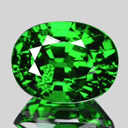 7x5.5 mm { 1.20 cts } Oval Extreme Brilliancy Natural AAA Emerald Green Tsavorite Garnet Natural { VVS}--AAA Grade