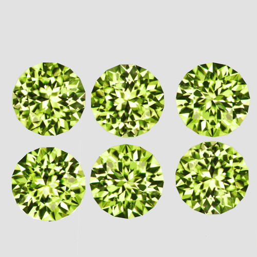 3.50 mm 6 pcs Round Machine Brilliant Cut Extreme Brilliancy Natural AAA Yellow Green Chrysoberyl {Flawless-VVS}--AAA Grade